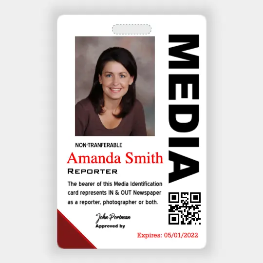 Press Pass Media Identification Badge Make Your Own Vertical